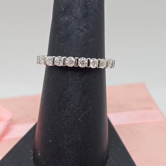 Sterling Silver 925 Rhodium Plated Moissanite Eternity Band 2.75mm Ring - Picture 3 of 12